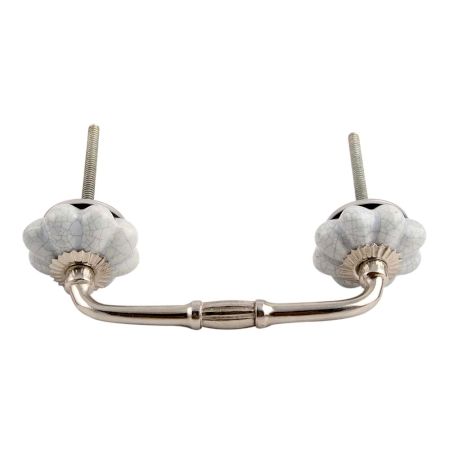 Steel Grey Crackle Ceramic Melon Bridge Handle